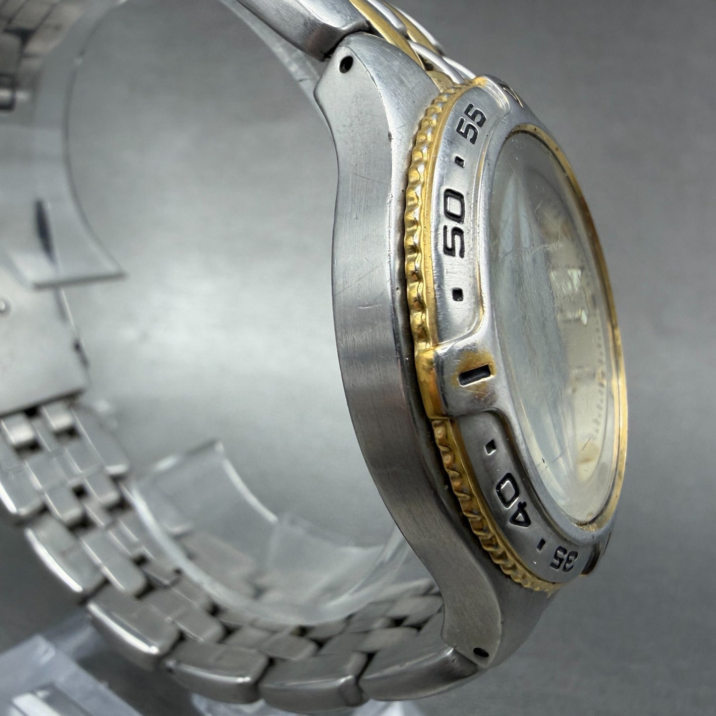 Fossil Dive Watch Men 40mm Champagne Dial Two Tone Date Round AM-3639 New Batt3