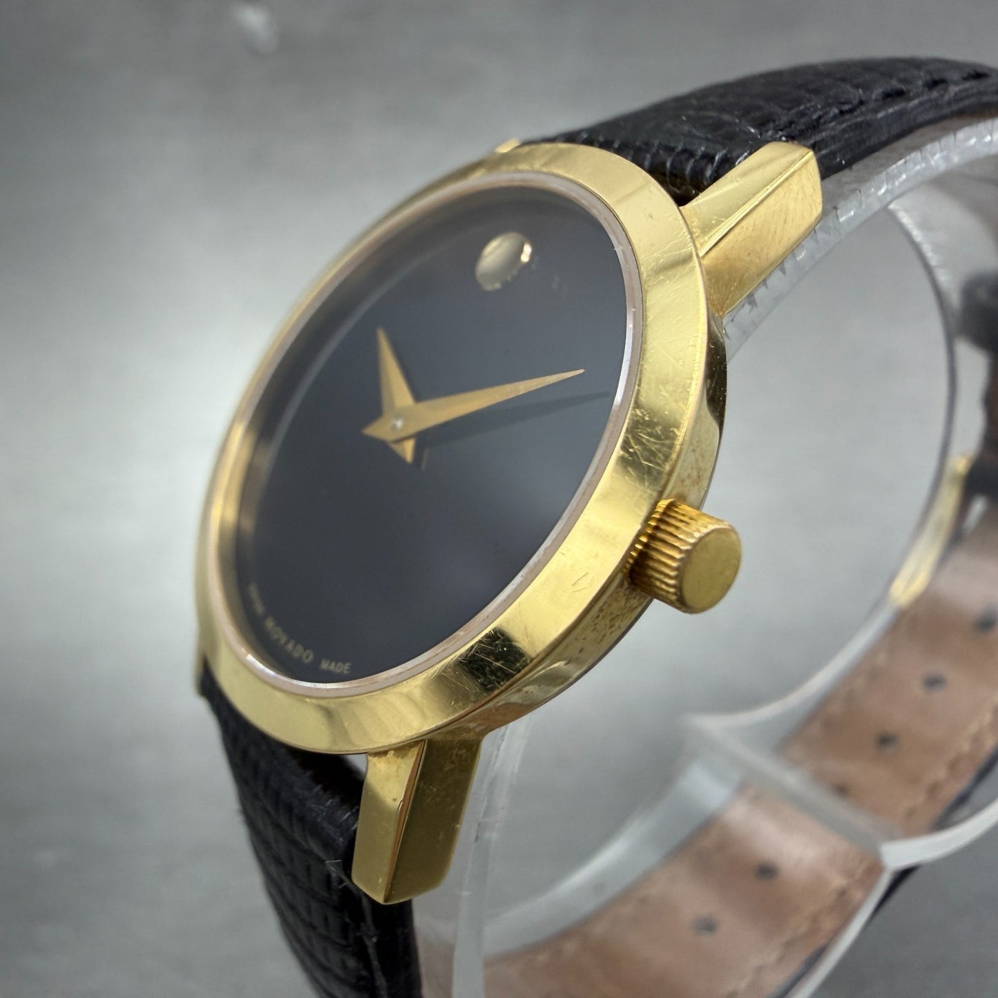 Movado Museum Watch Women 26mm Black Dial Gold Tone Round 88 A1 1837 New Battery2
