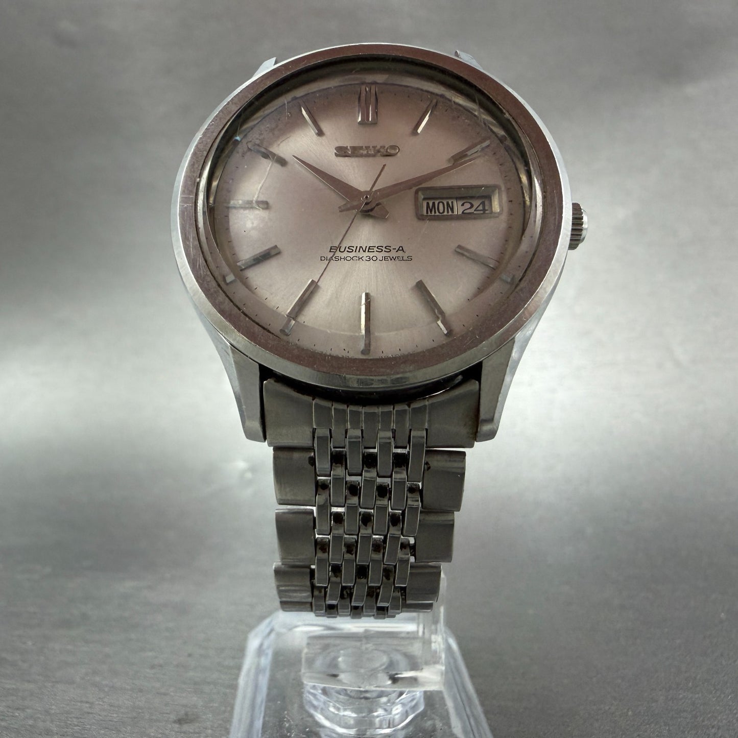 Seiko Business A Watch Men 38mm White Dial Silver Tone Daydate Automatic Runs 25