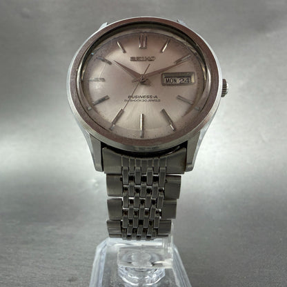 Seiko Business A Watch Men 38mm White Dial Silver Tone Daydate Automatic Runs 25