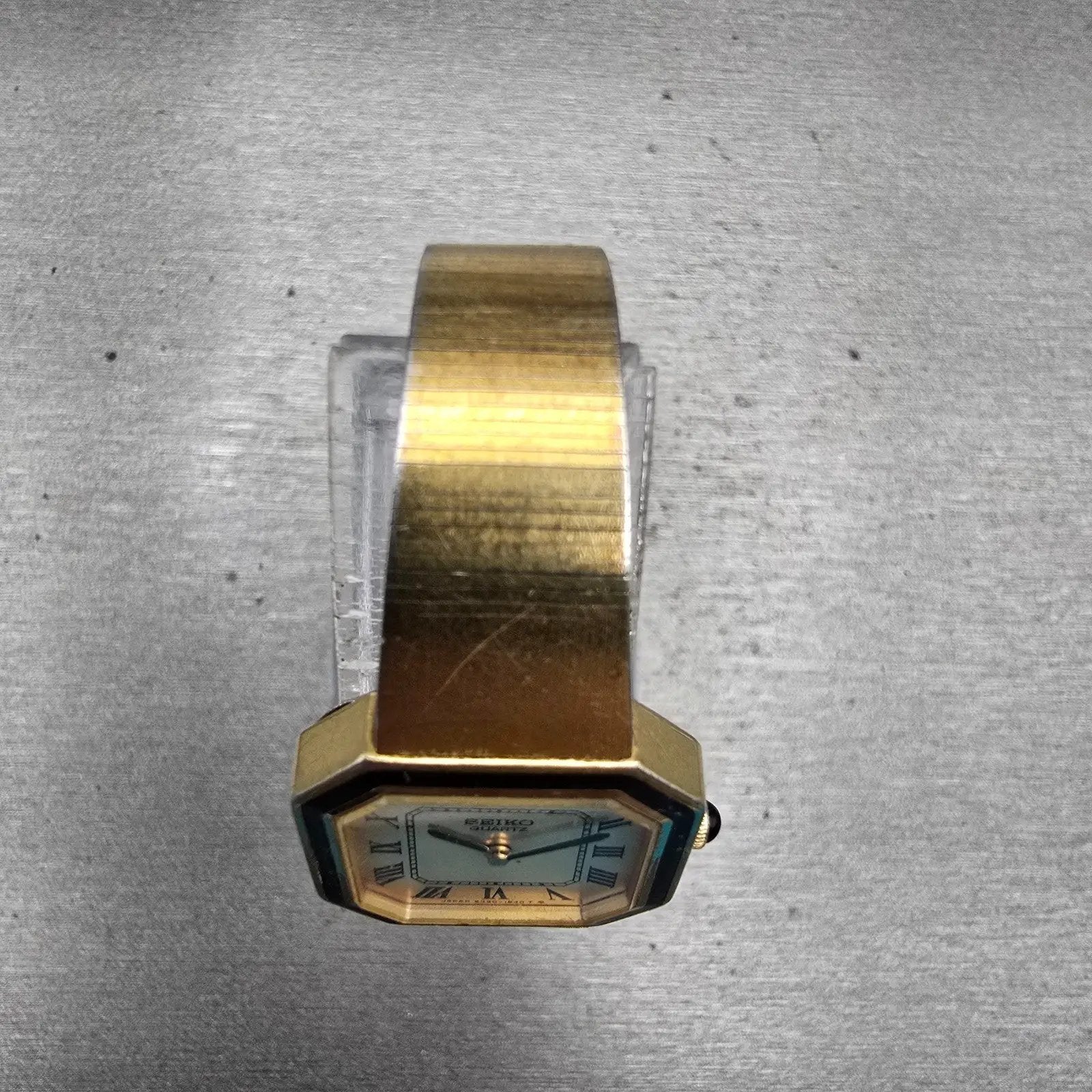 Seiko Watch Women 20mm Gold Dial Gold Tone Octagon 2320-5889 New Battery Vintage4