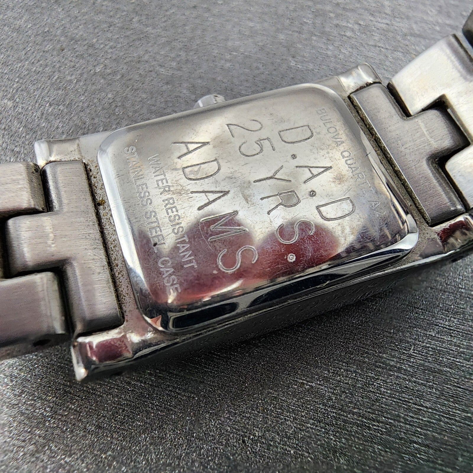 Bulova Tank Watch Women 18mm Black Dial Stainless Steel Rectangle New Battery9