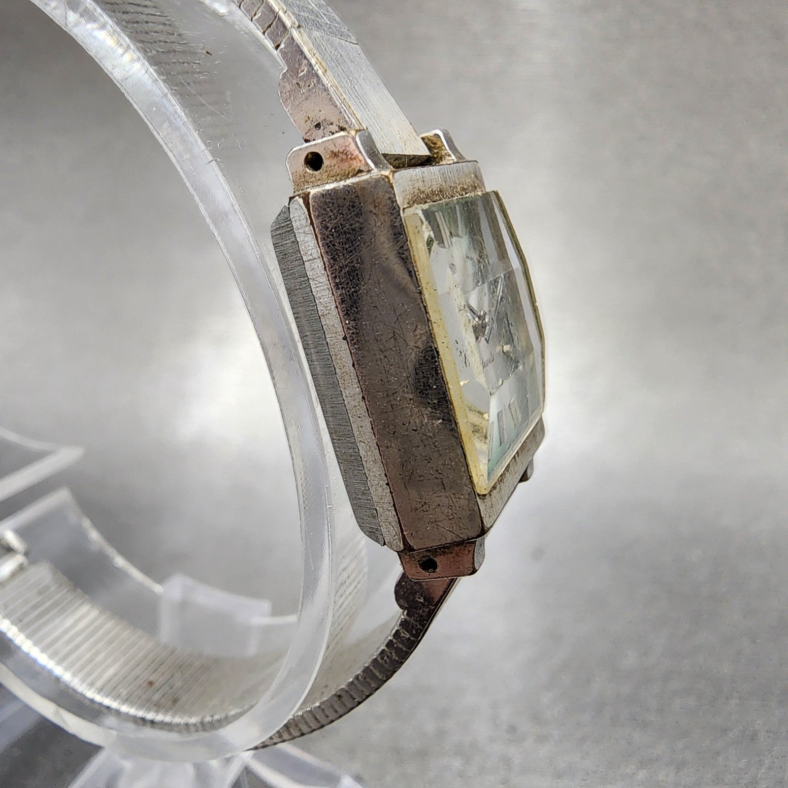 Rado Tank Watch Women 16mm Green Dial Silver Tone Rectangle Manual Wind Runs VTG3