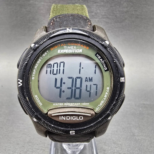 Timex Expedition Watch Men 43mm Brown Green Alarm Chronograph Compass New Batt0