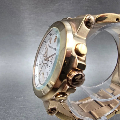 Michael Kors Chronograph Watch Women 38mm White Dial Rose Gold Tone New Battery3