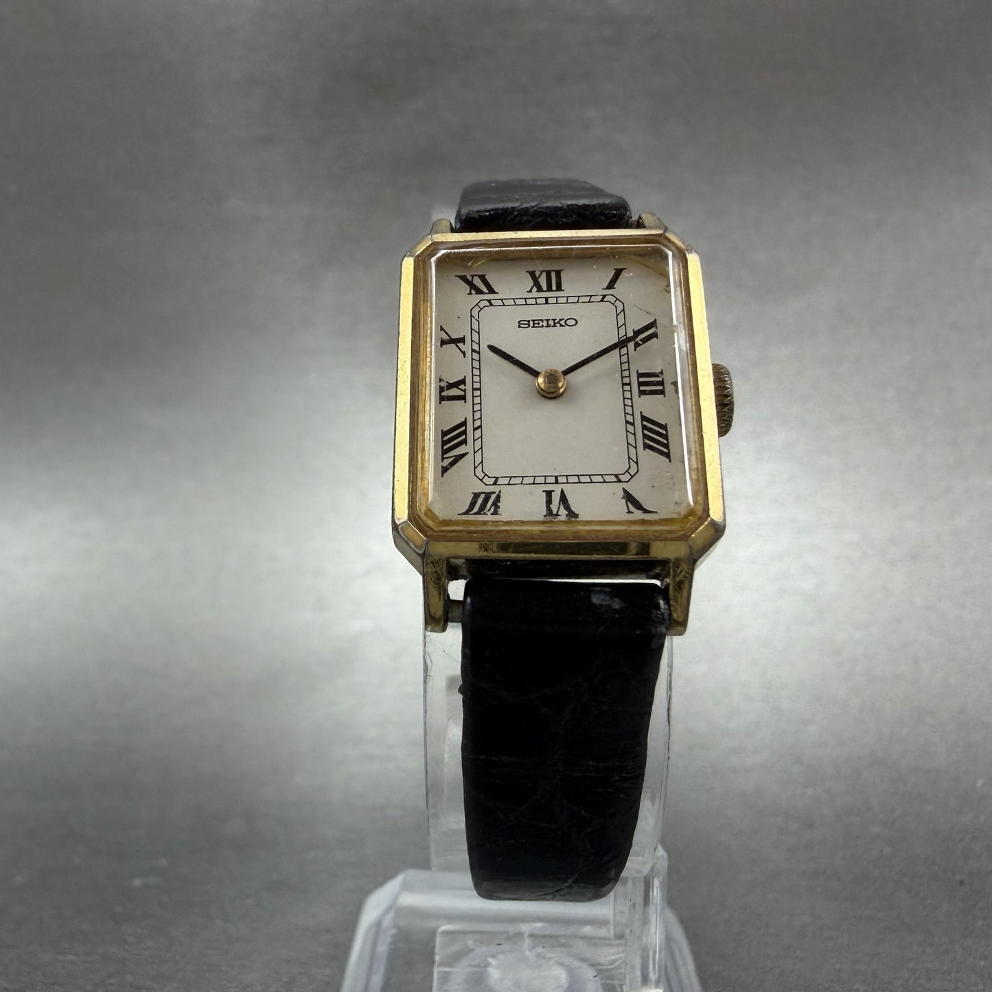 Seiko Tank Watch Women 18mm White Dial Gold Tone Manual Wind 1100-5409 PARTS6