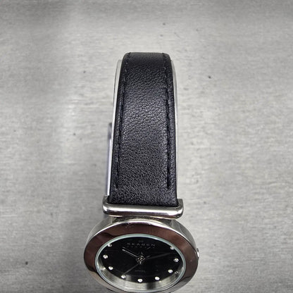 Skagen Watch Women 25mm Black Dial Silver Tone Round 107SSLB New Battery Leather4