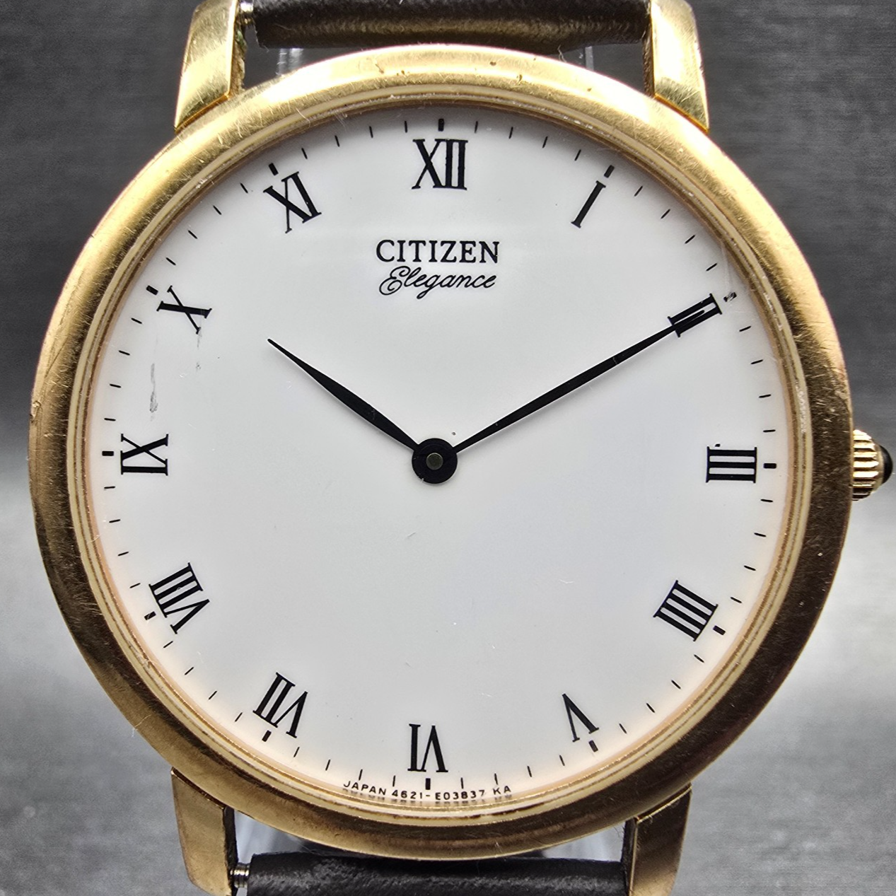 Citizen Elegance Watch Men 34mm White Dial Gold Tone Round 4621-Y61531 New Batt1