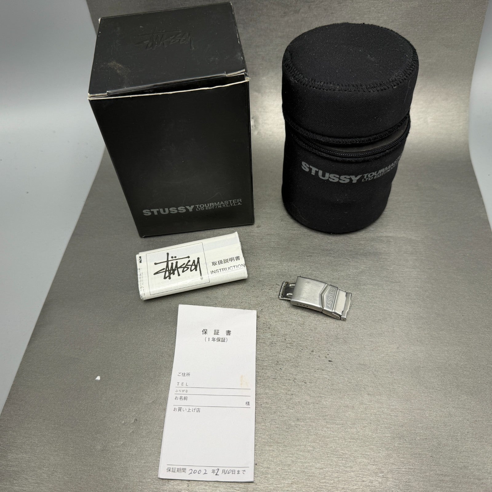 Stussy Tourmaster Chronograph Watch Men 40mm Black Dial Steel Date New Batt12