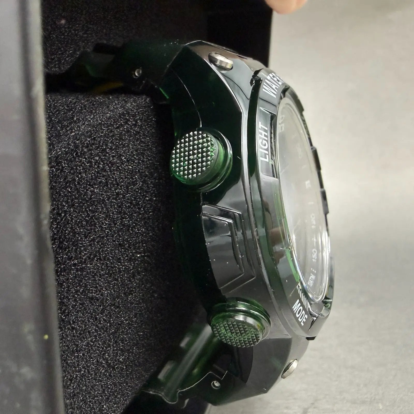 Invicta Racing Digital Watch Men Green Alarm Chrono Round Translucent New 490423