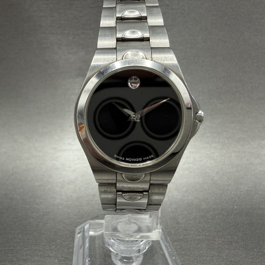 Movado Luno Watch Women 26mm Black Dial Stainless Steel Round 0605558 new batt0