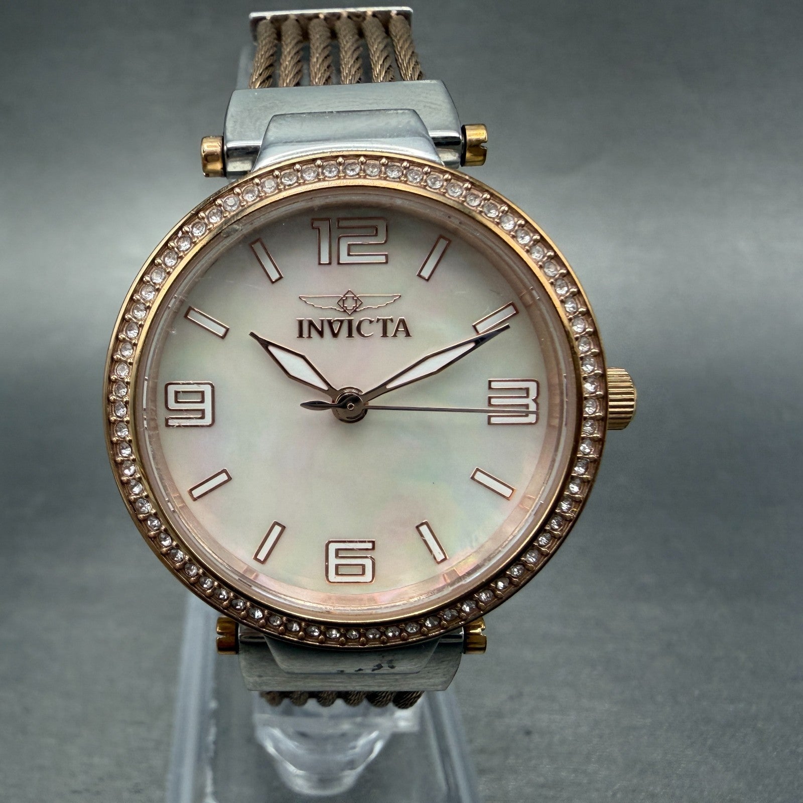 Invicta Bolt Watch Women 30mm MOP Dial Two Tone Round 29142 New Battery0