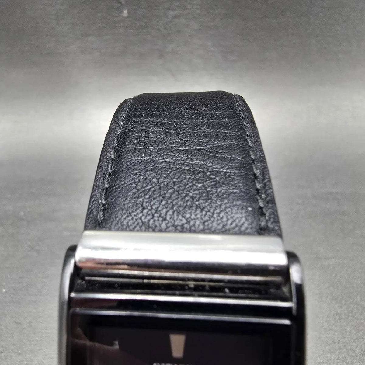Citizen Eco-Drive Tank Watch Men 26mm Black Dial Black Tone Leather Band Runs4