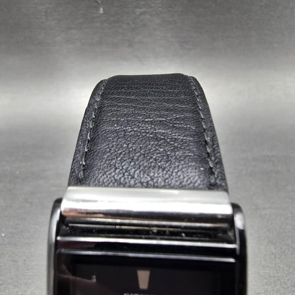 Citizen Eco-Drive Tank Watch Men 26mm Black Dial Black Tone Leather Band Runs4