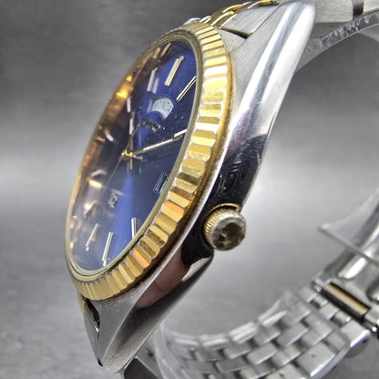 Seiko President Watch Men 36mm Blue Dial Two Tone Daydate 5Y23-8A69 New Batt JP23