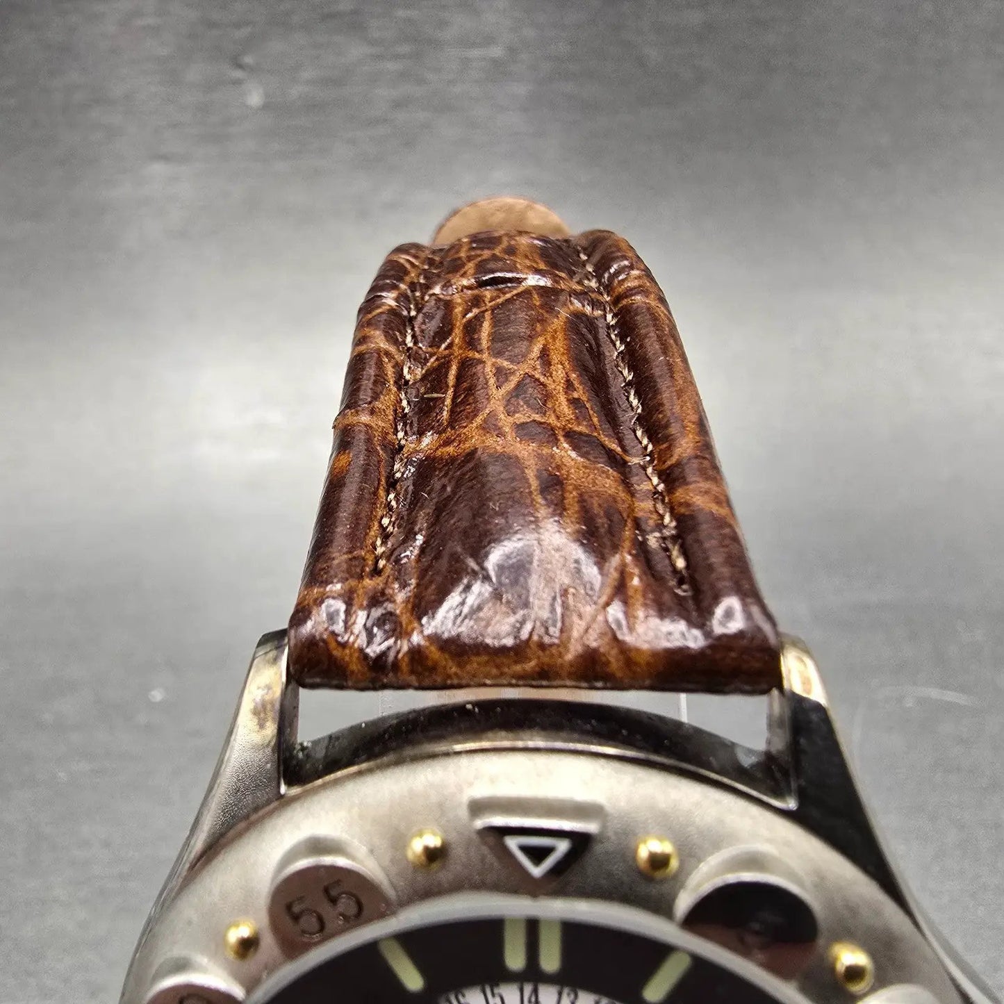 Bulova Caravelle Dive Watch Men 39mm Black Dial Two Tone Daydate 40C19 New Batt4