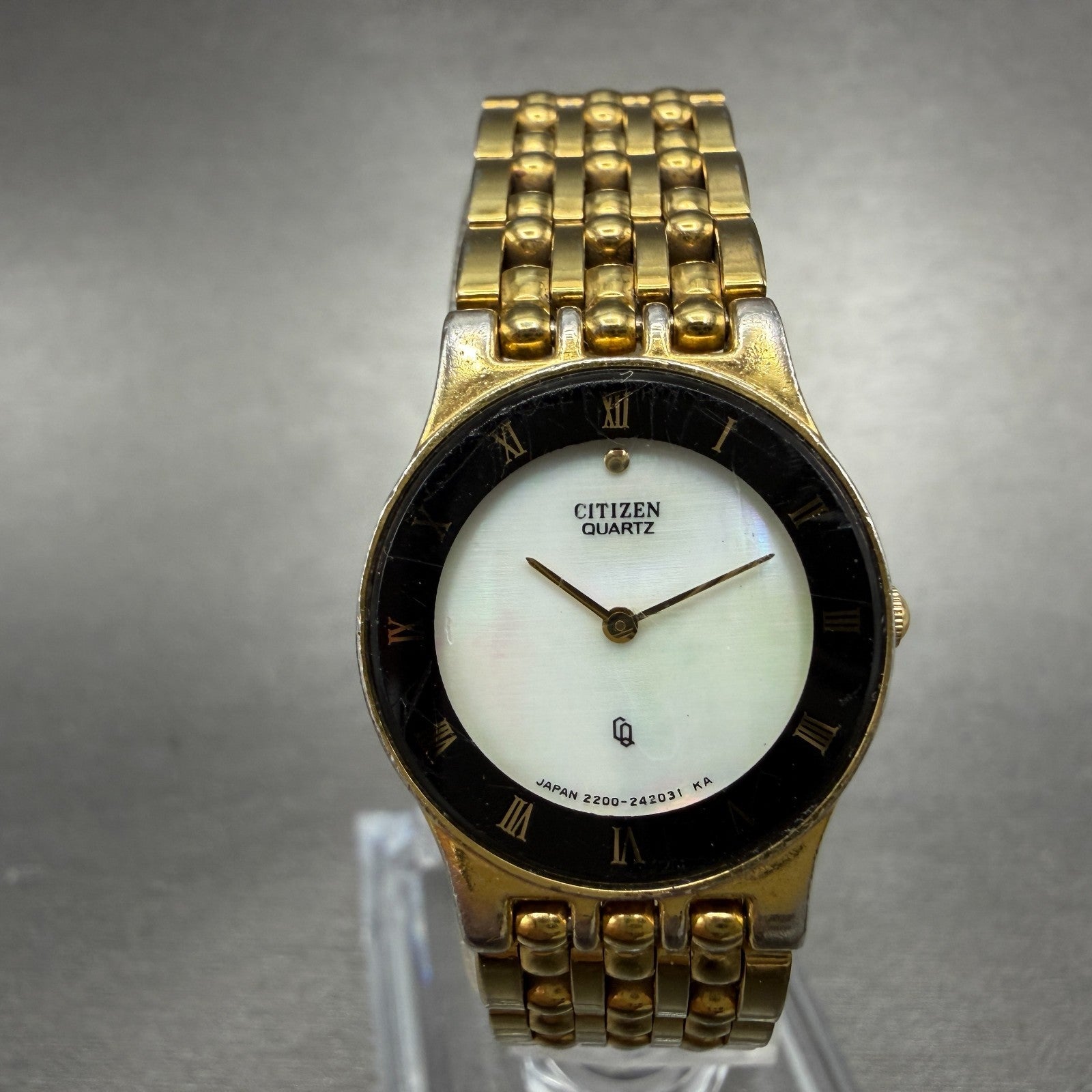 Citizen CQ Watch Women 21mm Mop Dial Gold Tone Round 2200-229207 New Battery0