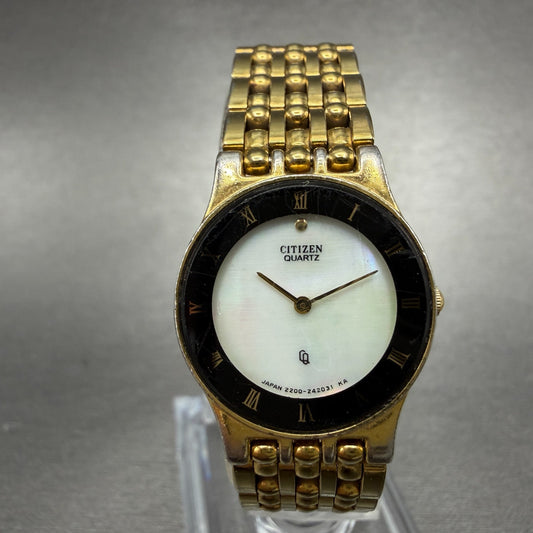 Citizen CQ Watch Women 21mm Mop Dial Gold Tone Round 2200-229207 New Battery0