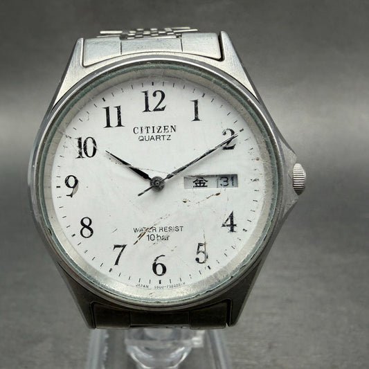 Citizen Watch Men 35mm White Dial Silver Tone Daydate Round 5500-F50131 New Batt0