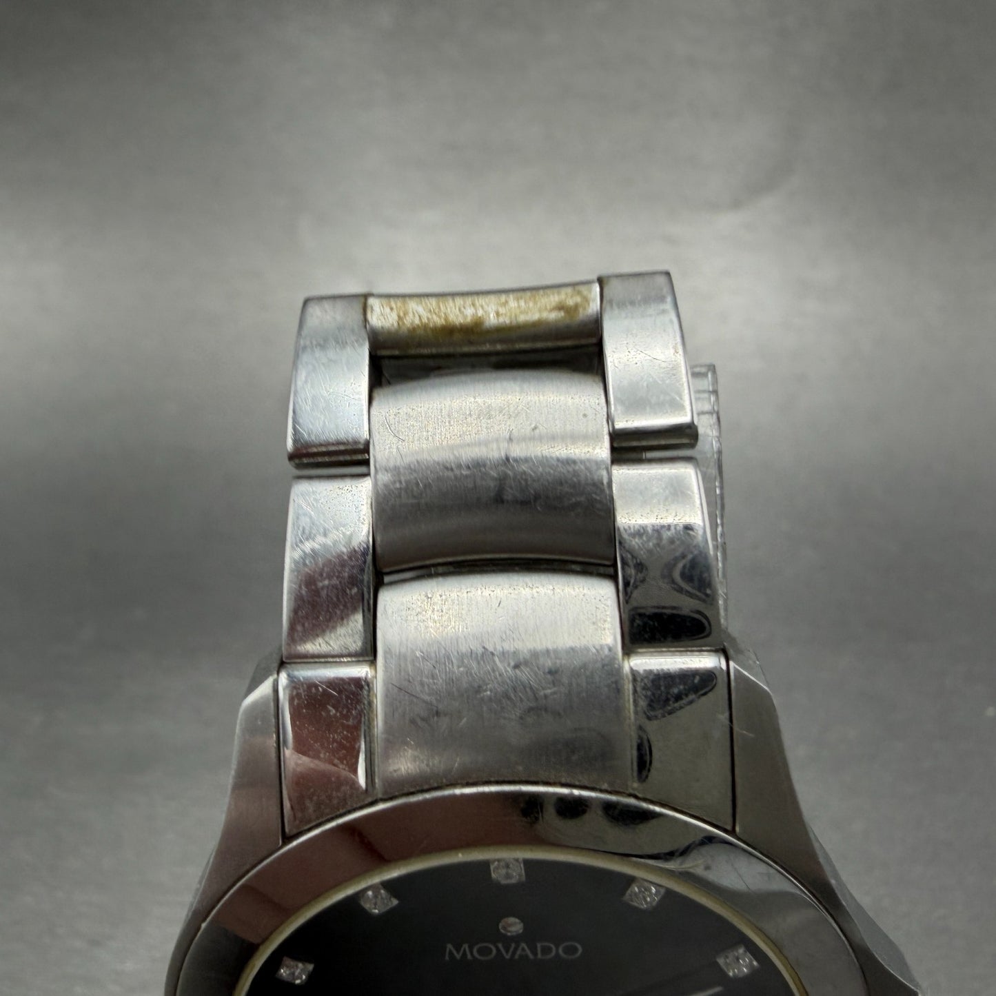 Movado Faceto Watch Men 39mm Black Dial Silver Tone 84 G2 1855 New Battery ABC4