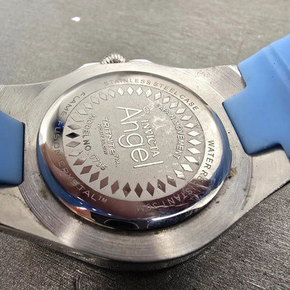 Invicta Angle Dive Watch Women 38mm White Dial Steel Blue Daydate 0735 New Batt9
