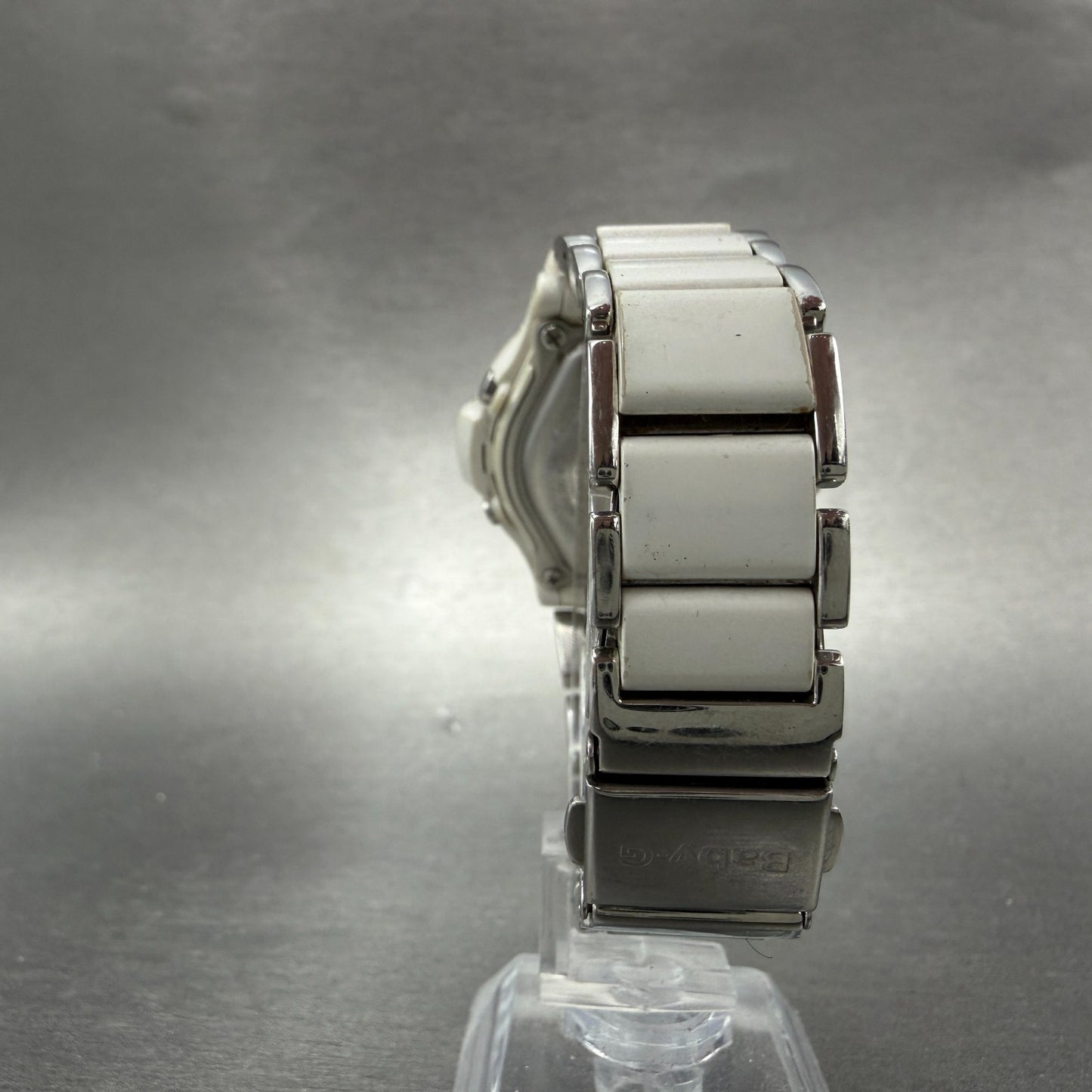 Casio Baby-G Watch Women 38mm White Dial Silver Tone Analog Digital Solar ABC7