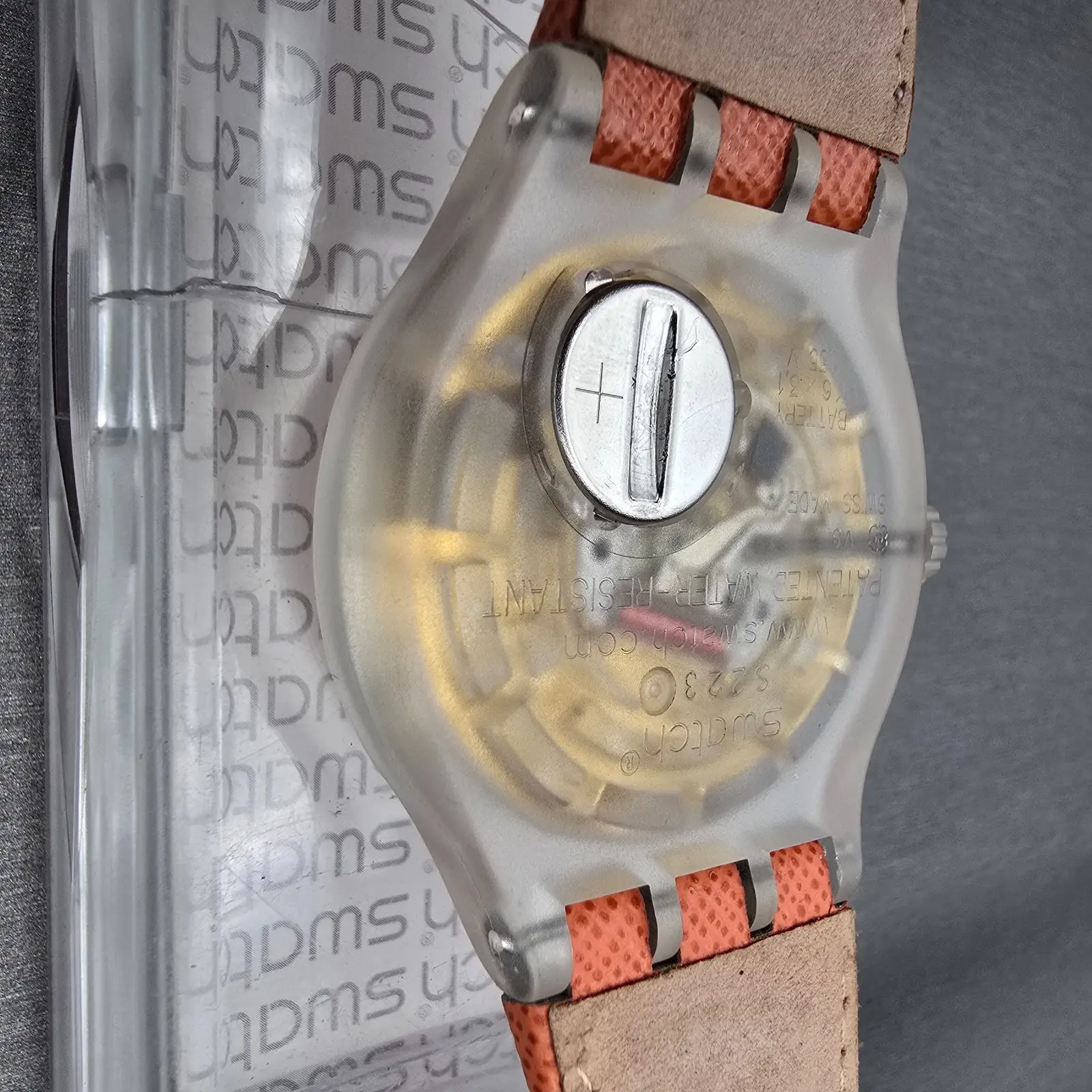 Swatch Squeezed Pumpkin Watch Men 44mm Orange Dial Clear Case SUDK102 New Batt11