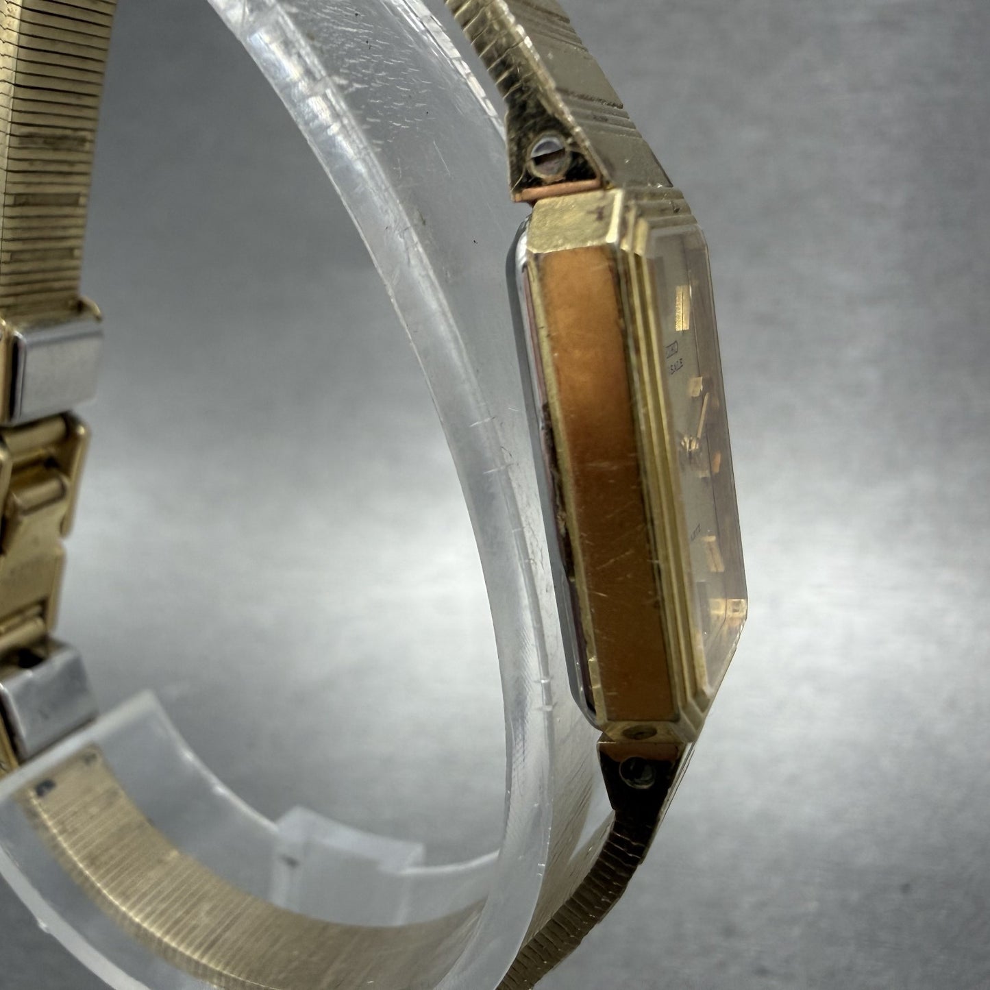 Seiko Lassale Watch Women 13mm Gold Dial Gold Tone Octagon 1320-5609 New Battery3