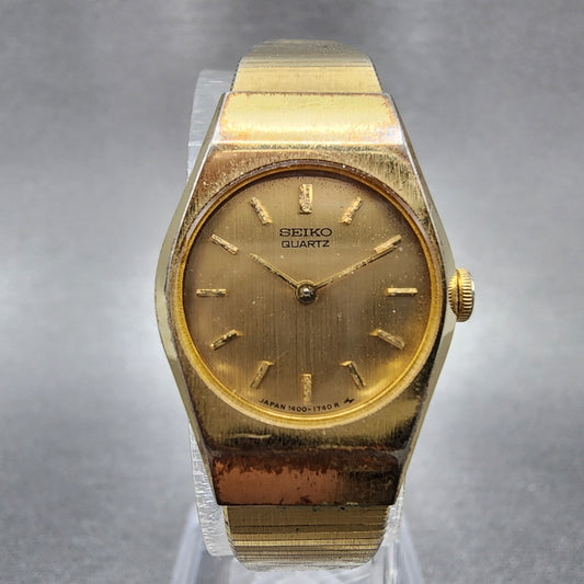 Seiko Watch Women 19mm Champagne Dial Gold Tone 14000320 New Battery0