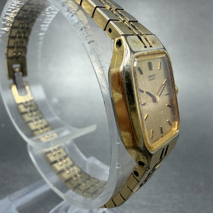 Seiko Watch Women 16mm Gold Dial Gold Tone Octagon 2C20-5209 New Battery Vintage3