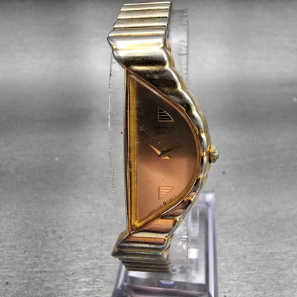 Seiko Watch Women 14mm Gold Dial Gold Tone Asymmetrical 1F20-5D59 New Battery0