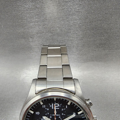 Seiko Chronograph Watch Men 43mm Black Dial Silver Tone Date 7T920JS0 New Batt4