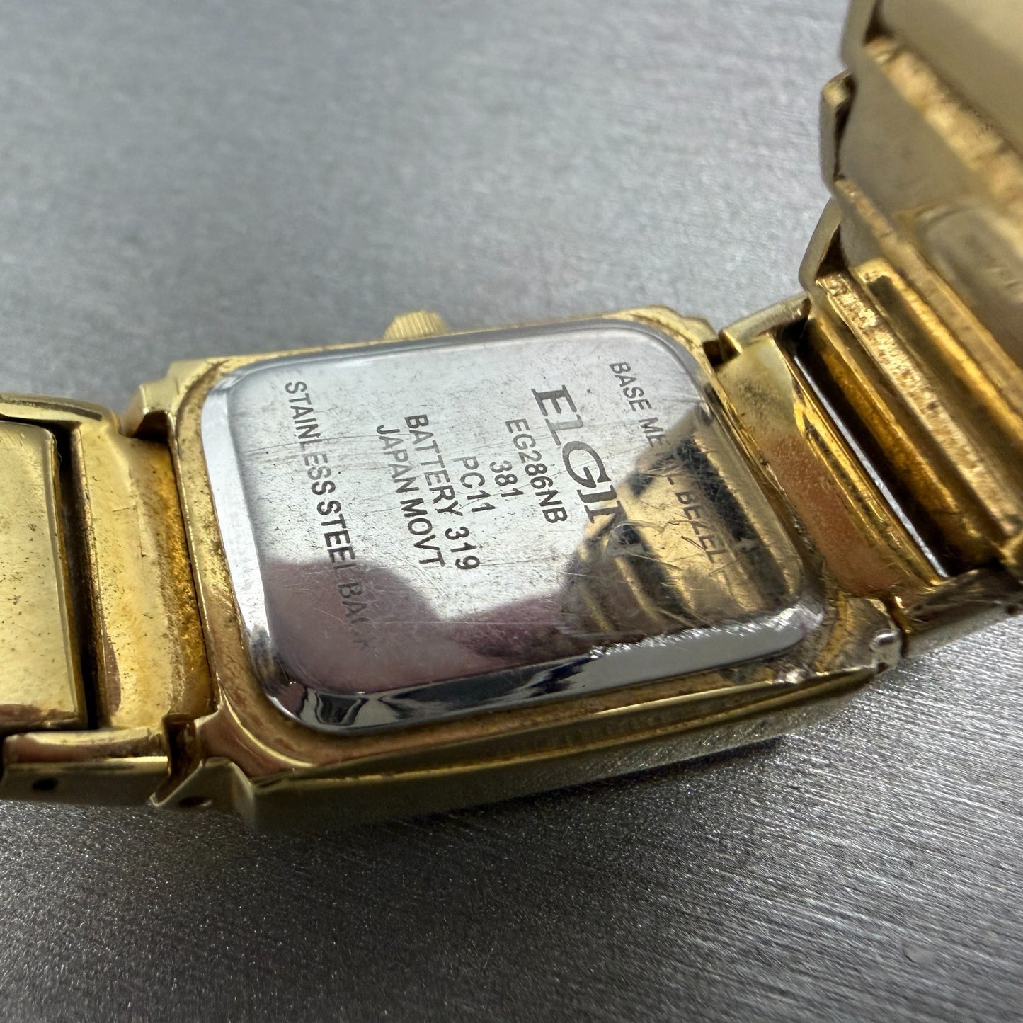 Elgin Watch Women 19mm Gold Dial Gold Tone Rectangle EG286NB New Battery VTG9