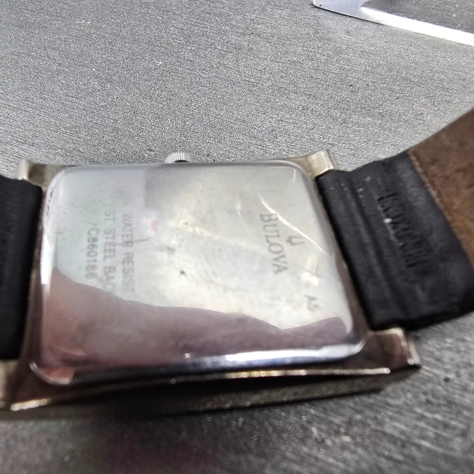 Bulova Tank Watch Men 25mm White Dial Silver Tone Date Rectangle 96B47 PARTS VTG10