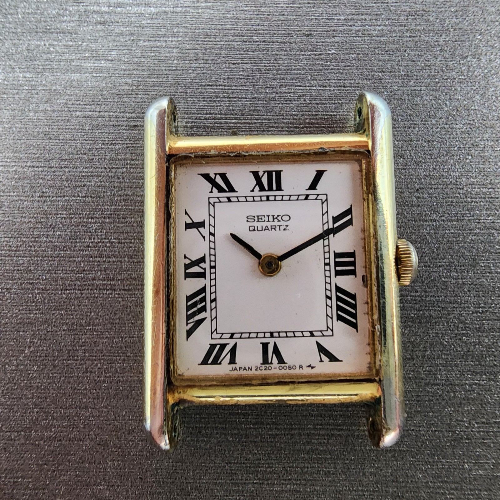Seiko Tank Watch Women 18mm White Dial Gold Tone Rectangle 2c205019 New Battery1