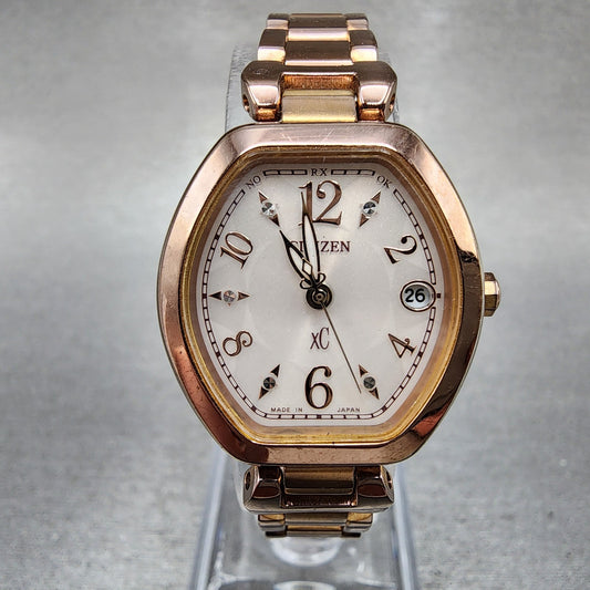 Citizen EcoDrive XC Watch Women 24mm White Dial Rose Gold Date H058 Runs0