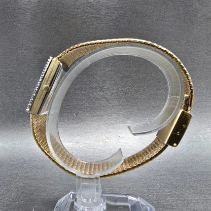 Armitron Deauville Tank Watch Men 23mm Champagne Dial Gold Crystal Bezel New bat6