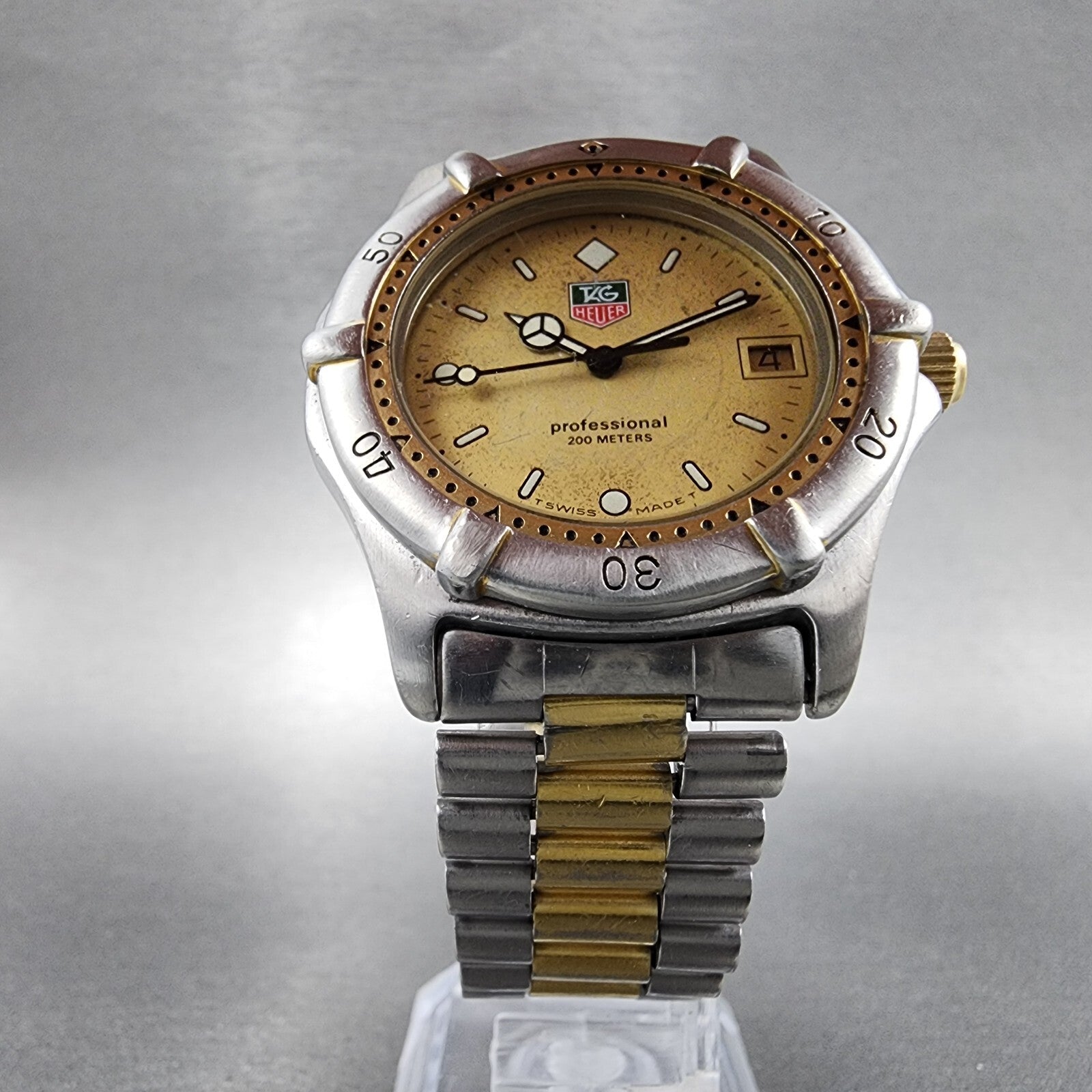 Tag Heuer Professional 200 Watch Men 37mm Gold Dial Two Tone Date Round New Batt5