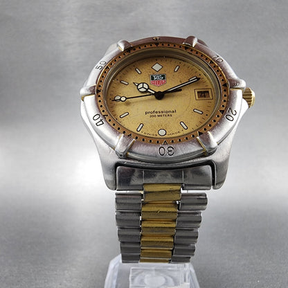 Tag Heuer Professional 200 Watch Men 37mm Gold Dial Two Tone Date Round New Batt5