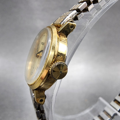 Seiko Watch Women 20mm Champagne Dial Gold Tone Manual 110039 Runs2