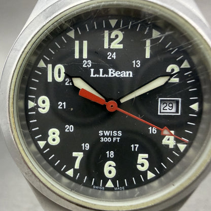 LL Bean Watch Women 31mm Black Dial Silver Tone Date Round New Battery VTG1