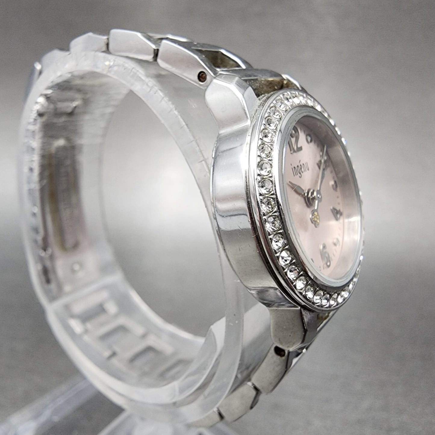 Seiko ALBA Ingenu Watch Women 22mm Pink Dial Silver Tone Crystal Bezel New Batt5