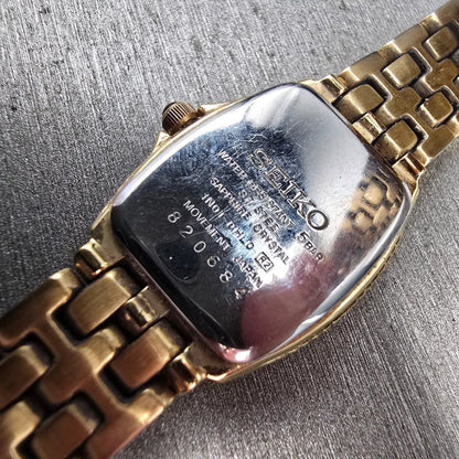 Seiko Watch Women 20mm MOP Dial Gold Tone Gemmed Rectangle 1N01-0HL0 New Battery10