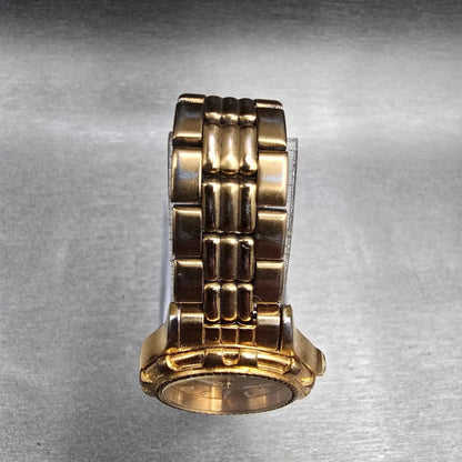 Seiko Sports 50 Watch Women 26mm Gold Dial Gold Tone Date 7N82-0271 New Battery4
