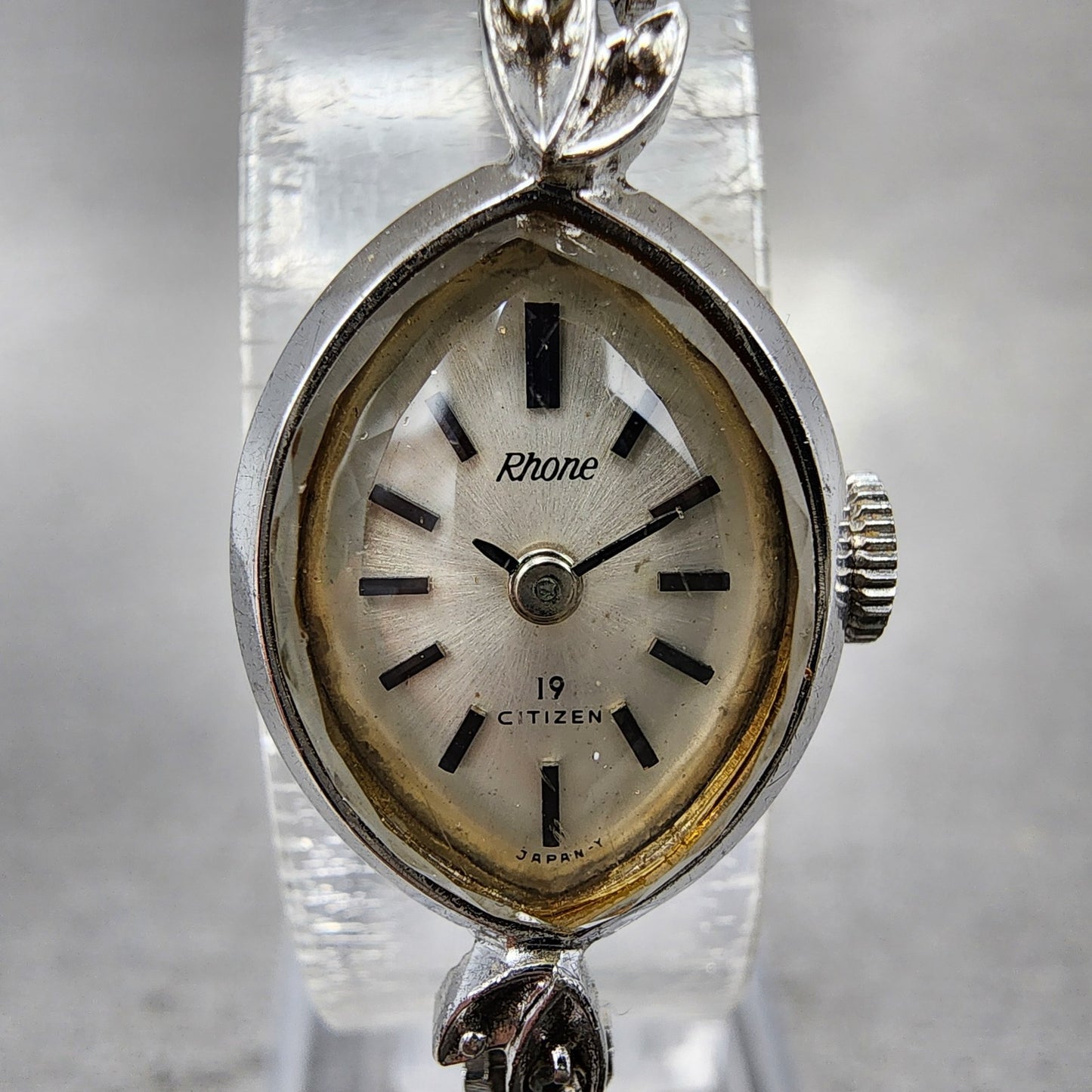 Citizen Rhone Watch Women 14mm Silver Dial White Gold Plated Oval Manual Runs1