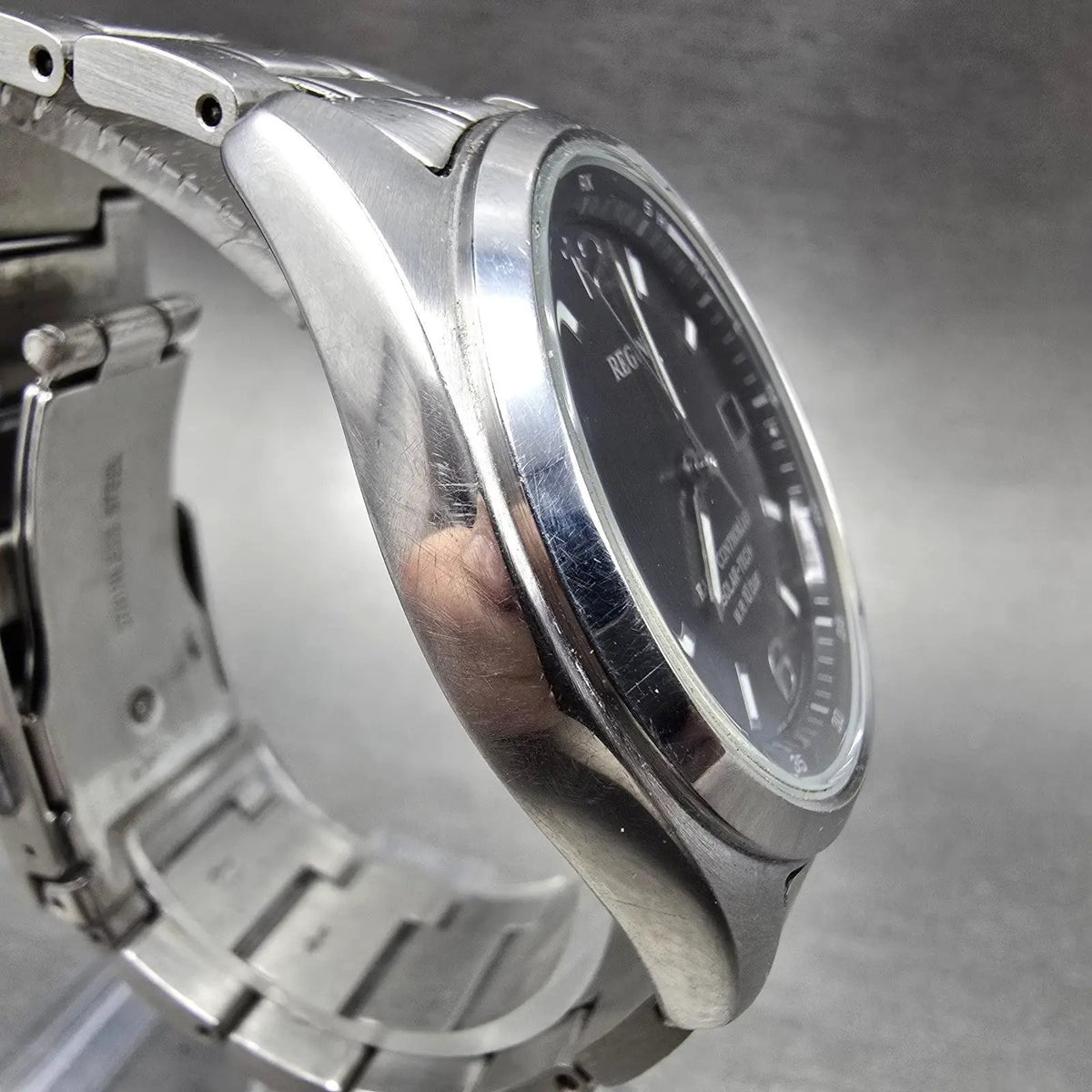 Citizen Reguno Watch Men 38mm Black Dial Steel SolarAtomic H415 Round Runs4