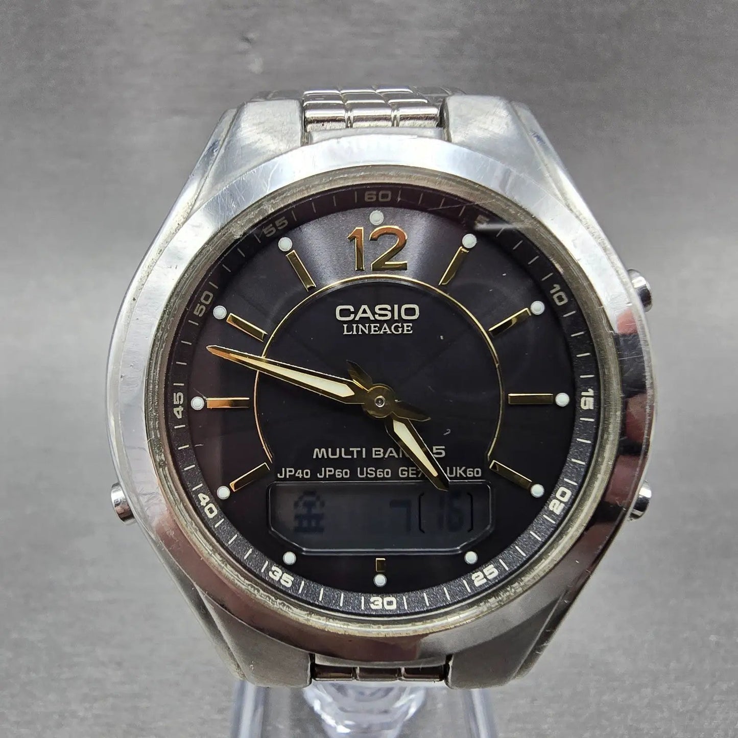 Casio Lineage LCW-M200 Watch Men 38mm Black Dial Steel Analog Digital Solar AB0
