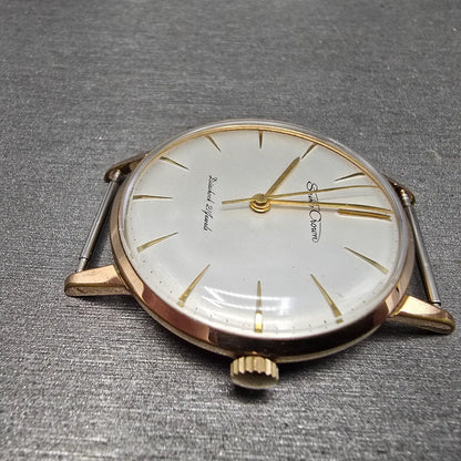 Seiko Crown Watch Men 35mm White Dial Gold Round Manual Wind 15002 JDM PARTS6