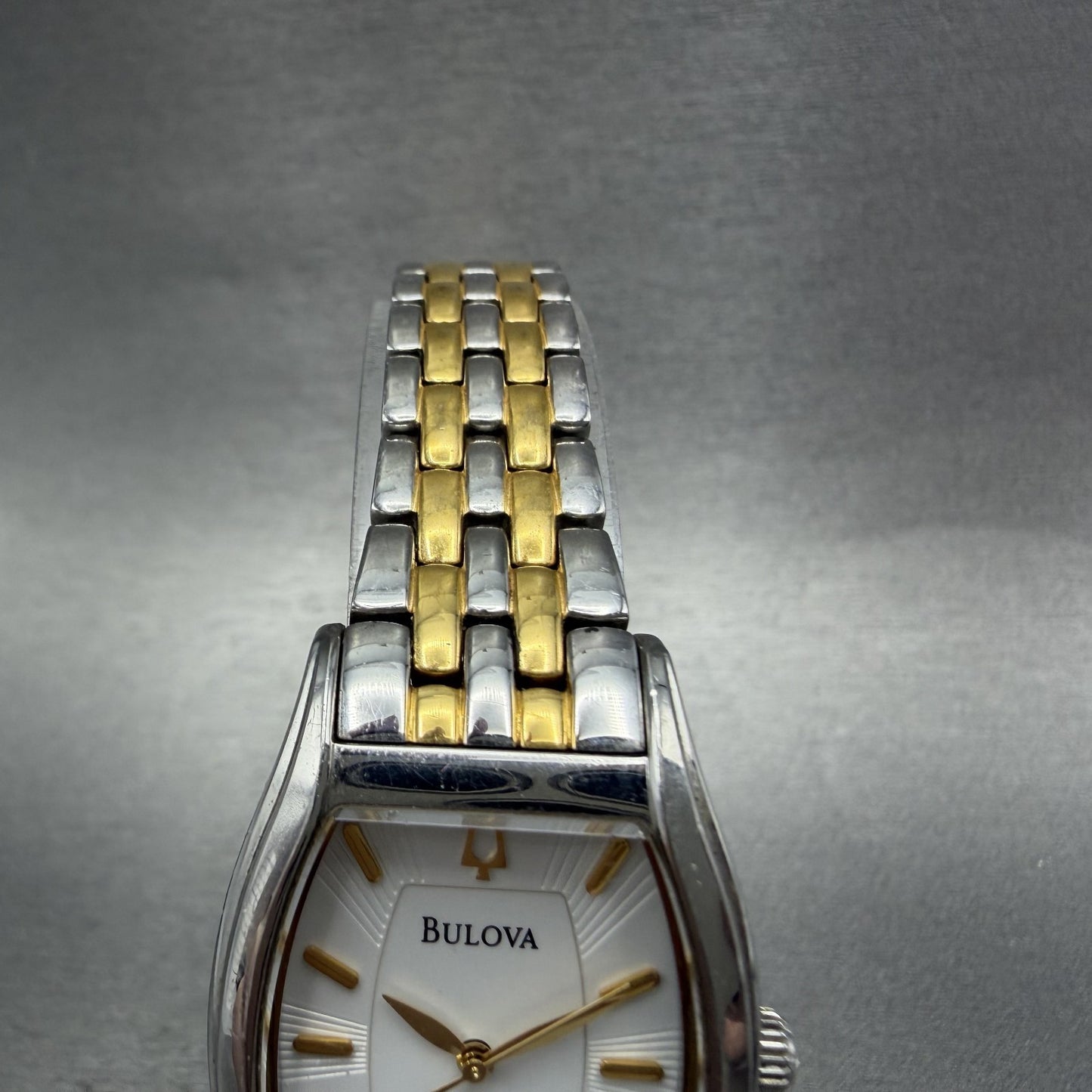 Bulova Watch Women 26mm White Dial Two Tone Tonneau 98L145 New Battery4