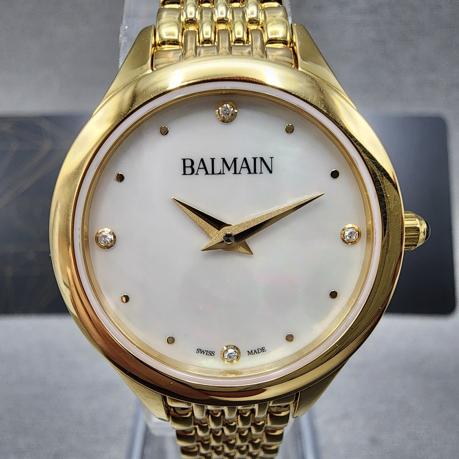 Balmain De Balmain Watch Women 25mm MOP Dial Gold Tone Diamond Markers1